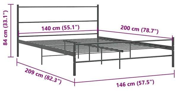 Rám postele bez matrace šedý kovový 140 x 200 cm 286494