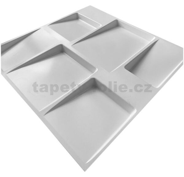 Obkladové panely 3D PVC TETRIS bílý D098W, cena za kus, rozměr 50 x 50 cm, , IMPOL TRADE