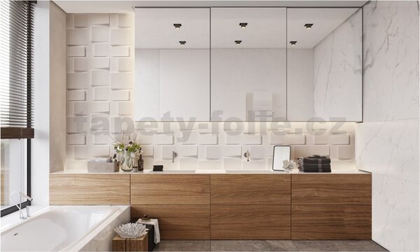 Obkladové panely 3D PVC TETRIS bílý D098W, cena za kus, rozměr 50 x 50 cm, , IMPOL TRADE