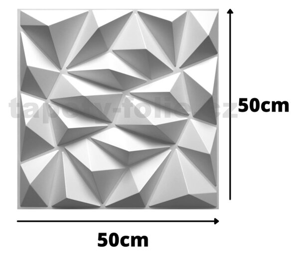 Obkladové panely 3D PVC DIAMANT malý bílý rozměr 50 x 50 cm, tloušťka 1 mm