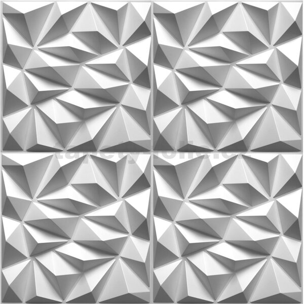 Obkladové panely 3D PVC DIAMANT malý bílý rozměr 50 x 50 cm, tloušťka 1 mm