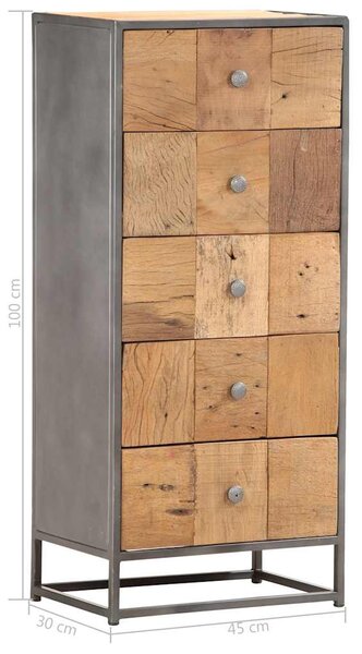 Komoda se zásuvkami 45 x 30 x 100 cm masivní recyklované dřevo 286529