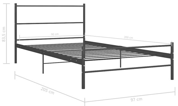Rám postele černý kovový 90 x 200 cm 286496