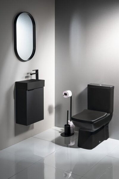 CREAVIT CREAVIT, LARA WC kombi, spodní/zadní odpad, splachovací mechanismus, černá matná, LR360-01
