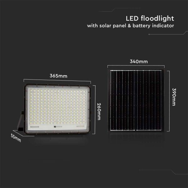 LED Venkovní solární reflektor LED/30W/3,2V 4000K černá + DO