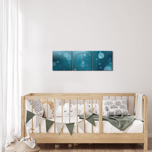 Obraz kapiček (s hodinami) (90x30 cm)