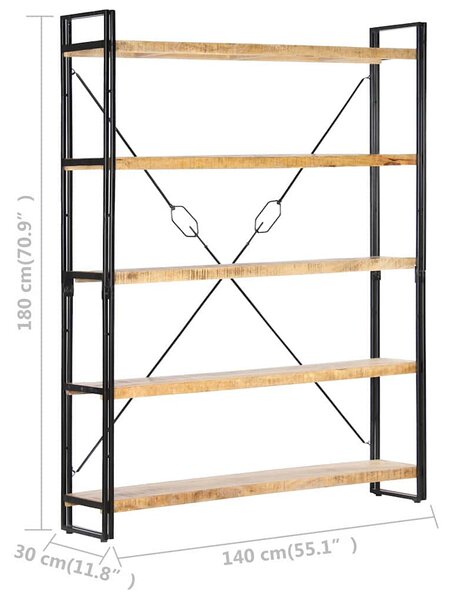 Knihovna s 5 policemi 140 x 30 x 180 cm masivní mangovník 286580