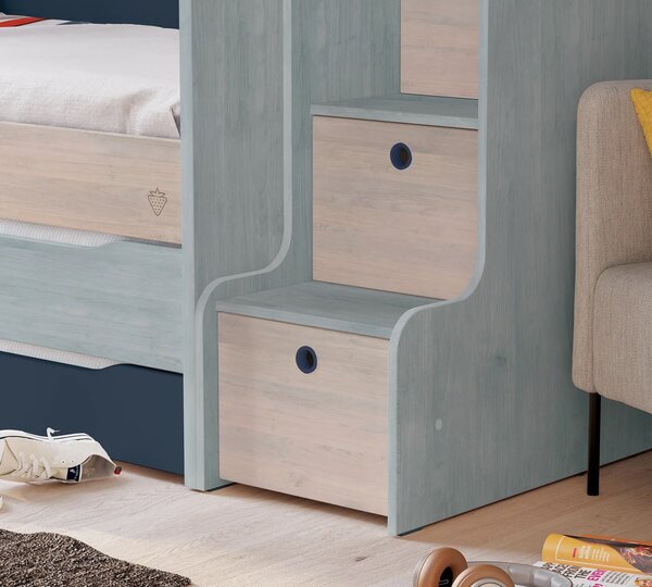 Čilek Patrová postel pro 3 děti 90x200 cm s úložným prostorem (schody) Trio Studio