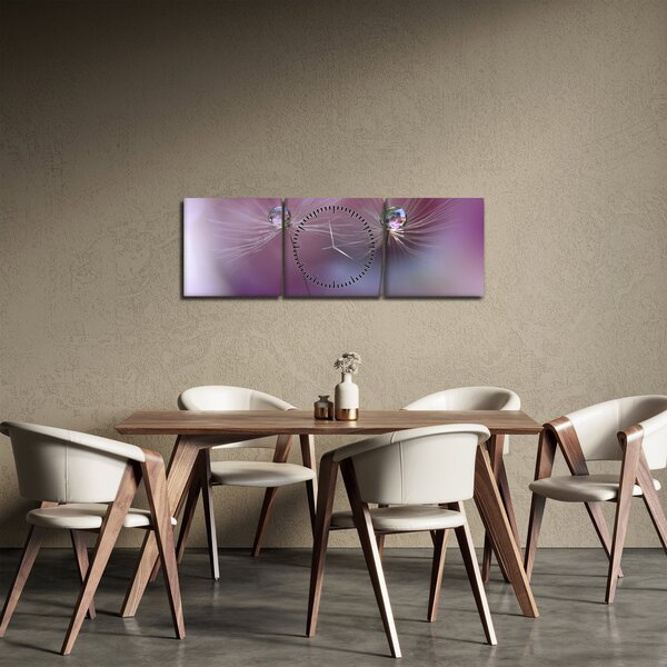 Obraz kapiček na chmýří (s hodinami) (90x30 cm)