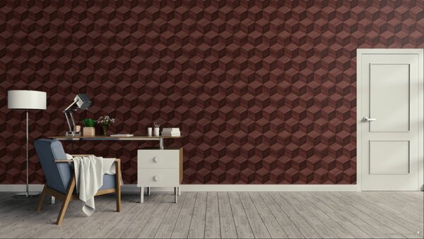 3D vliesová tapeta na zeď, červeno-hnědá, imitace dřeva, RE521096, Renaissance, Design Id