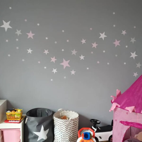INSPIO-textilní přelepitelná samolepka - Dětské samolepky na zeď - Růžové souhvězdí