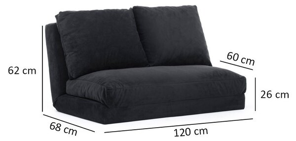 Hanah Home Dvoumístná futonová rozkládací pohovka Taida černá