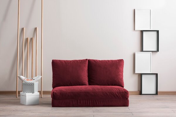 Hanah Home Dvoumístná futonová rozkládací pohovka Taida bordó