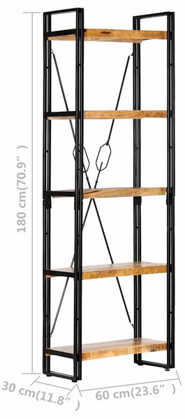 Knihovna s 5 policemi 60 x 30 x 180 cm masivní mangovník 286582