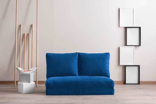 Hanah Home Dvoumístná futonová rozkládací pohovka Taida modrá