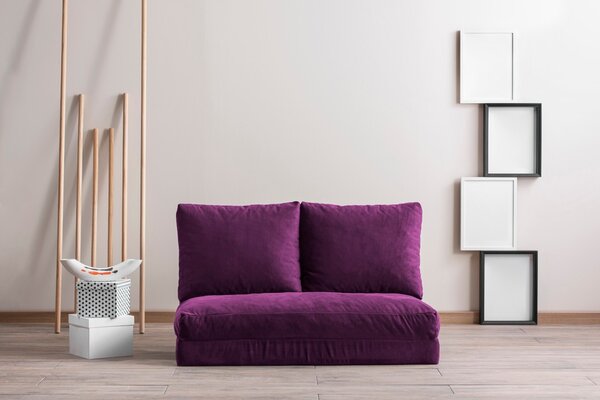Hanah Home Dvoumístná futonová rozkládací pohovka Taida fialová