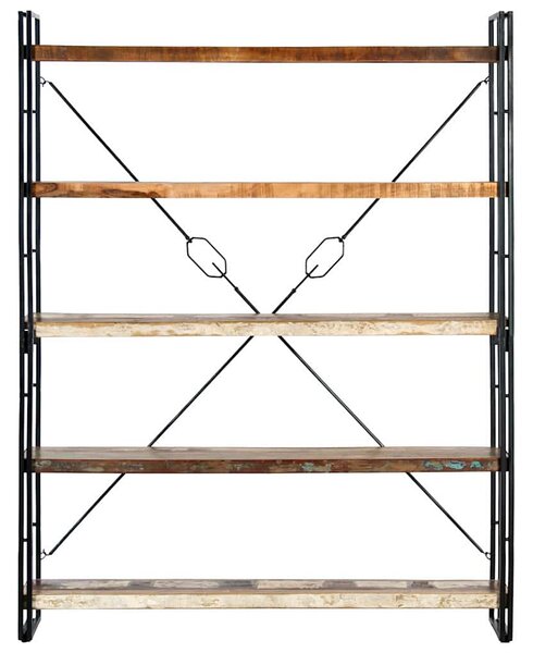 Knihovna s 5 policemi 140x30x180 cm masivní recyklované dřevo 286583