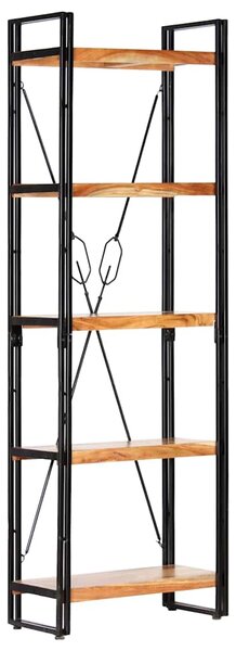 Knihovna s 5 policemi 60 x 30 x 180 cm masivní akáciové dřevo 286588
