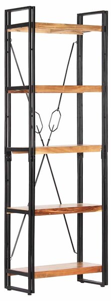 Knihovna s 5 policemi 60 x 30 x 180 cm masivní akáciové dřevo 286588