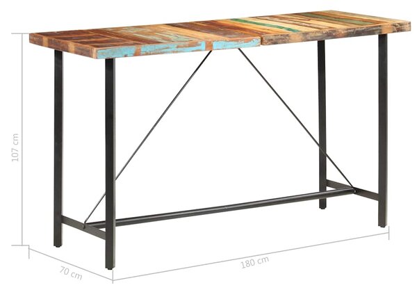 Barový stůl 180 x 70 x 107 cm masivní recyklované dřevo 286595