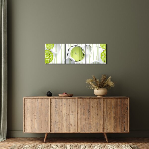 Obraz abstrakce se stromy (s hodinami) (90x30 cm)