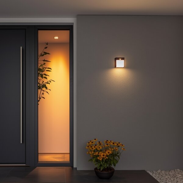 Brilagi-LED Venkovní nástěnné svítidlo se senzorem TERNI LED/12W/230V černá IP44