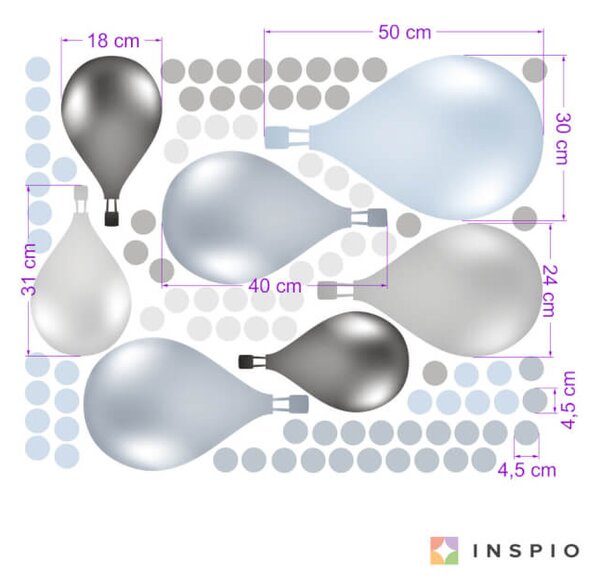 INSPIO-textilní přelepitelná samolepka - Samolepky na zdi - Modré samolepicí balóny v norském stylu