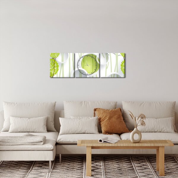 Obraz abstrakce se stromy (s hodinami) (90x30 cm)