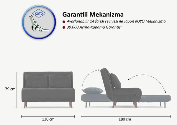 Hanah Home Dvoumístná rozkládací pohovka Seater Folde světle šedá