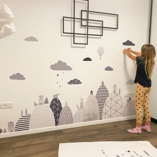 INSPIO-textilní přelepitelná samolepka - Samolepky na zeď - Černobíle hory a kopce