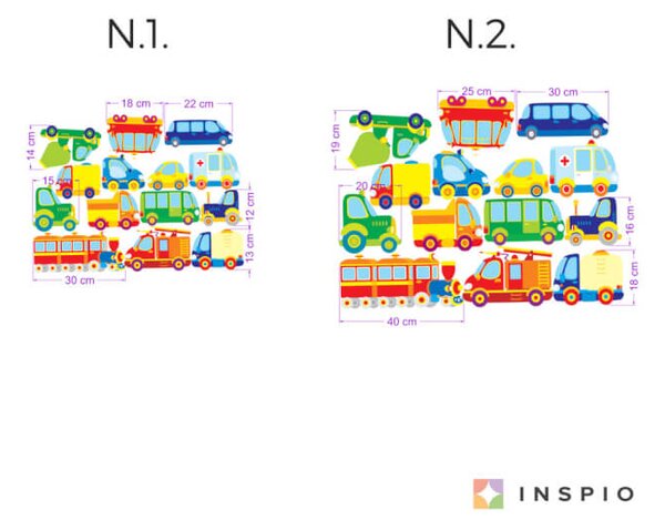 INSPIO-textilní přelepitelná samolepka - Dětské samolepky na zeď - Autíčka