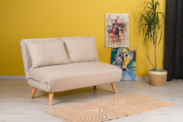 Hanah Home Dvoumístná rozkládací pohovka Seater Folde krémová