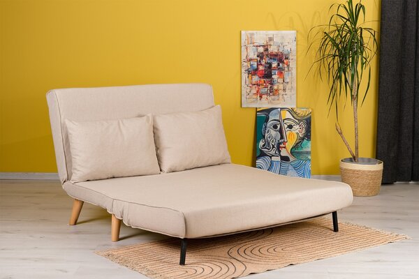 Hanah Home Dvoumístná rozkládací pohovka Seater Folde krémová