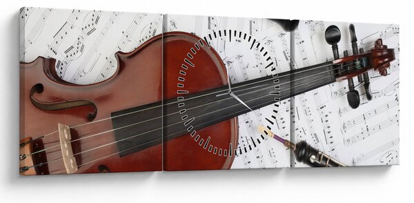 Obraz - Hudební nástroje (s hodinami) (90x30 cm)