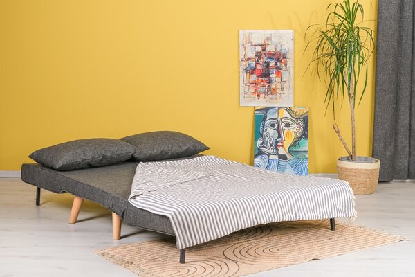Hanah Home Dvoumístná rozkládací pohovka Seater Folde tmavě šedá