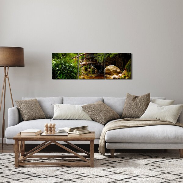 Obraz - Most přes říčku (s hodinami) (90x30 cm)