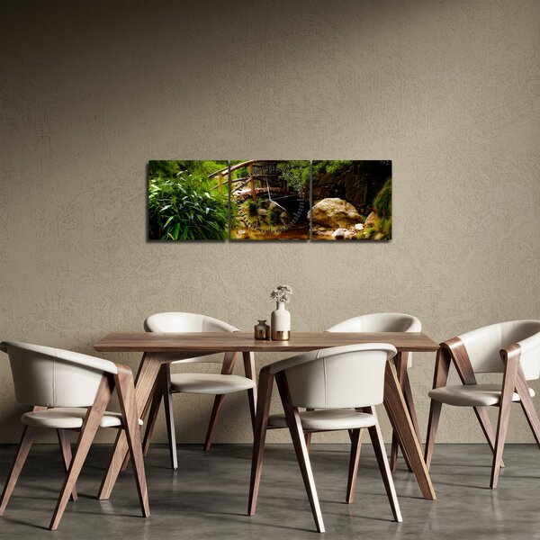 Obraz - Most přes říčku (s hodinami) (90x30 cm)