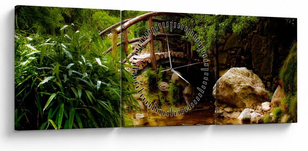 Obraz - Most přes říčku (s hodinami) (90x30 cm)