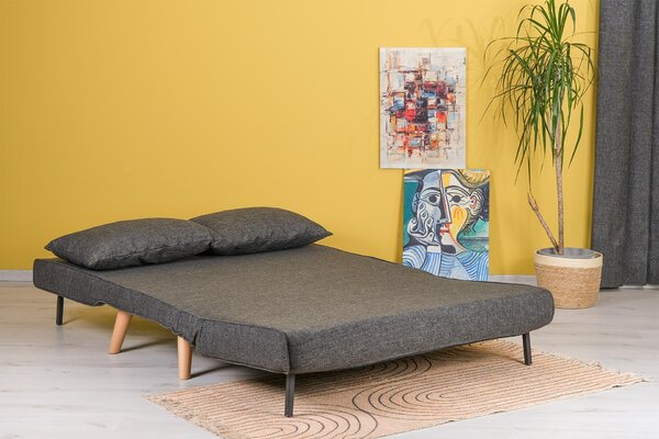 Hanah Home Dvoumístná rozkládací pohovka Seater Folde tmavě šedá