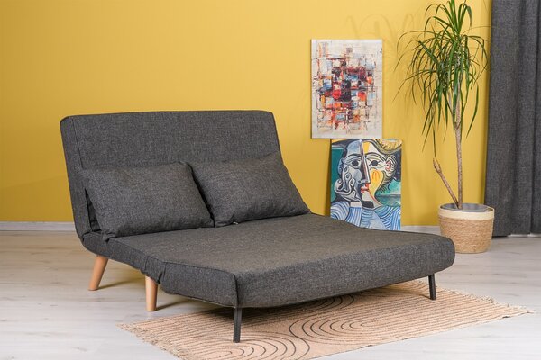 Hanah Home Dvoumístná rozkládací pohovka Seater Folde tmavě šedá