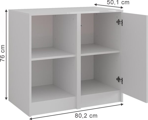 Kredenc Vicco Sherry Bílá/bílý vysoký lesk 80.2 x 76 cm 2 díly, Model 57720