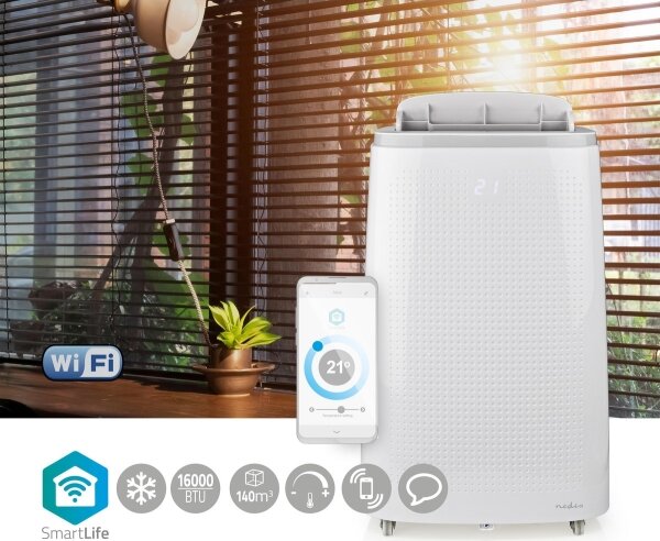 Nedis WIFIACMB1WT16-Chytrá mobilní klimatizace 3v1 1800W/230V 16000 BTU Wi-Fi+DO