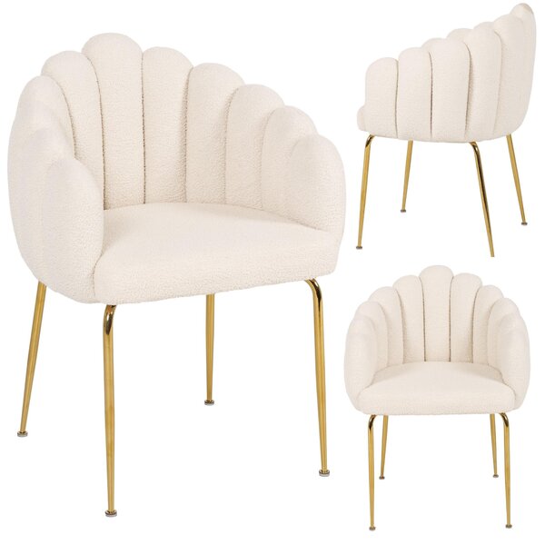 Čalouněná židle FOGIA elegantní GLAMOUR jehněčí BOUCLE teddy JUMIhome