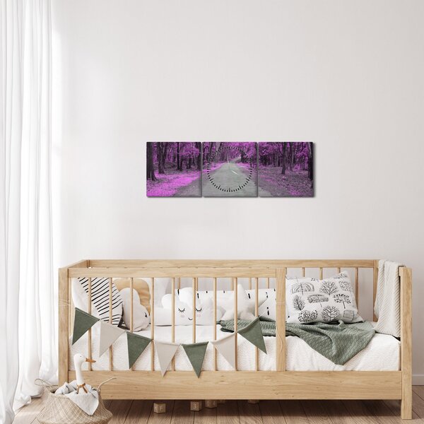 Obraz - Cesta parkem (s hodinami) (90x30 cm)