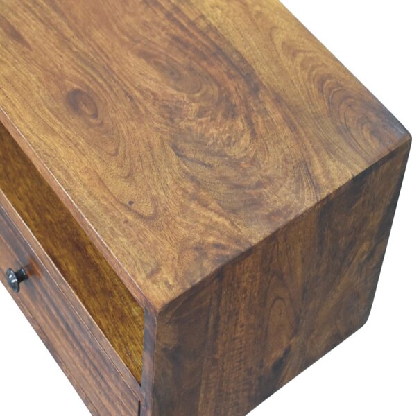 TV stolek Lunar v kaštanovém odstínu na stěnu s 2 zásuvkami, 88 × 32 × 24 cm
