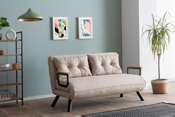 Hanah Home Dvoumístná rozkládací pohovka Seater Sando krémová II