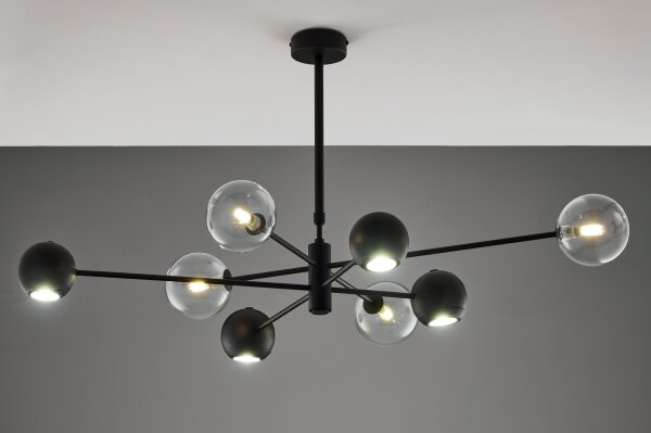 Jupiter 1996 - Lustr na tyči MOKA 4xGU10/10W/230V + 4xG9/10W/230V černá/čirá