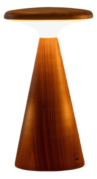 LED stolní lampa v tmavě přírodní barvě s dřevěným stínidlem (výška 14 cm) Sylva – Gingko