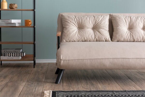 Hanah Home Dvoumístná rozkládací pohovka Seater Sando krémová II