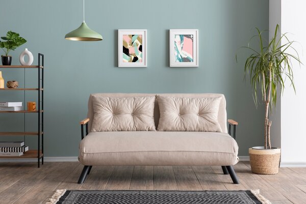 Hanah Home Dvoumístná rozkládací pohovka Seater Sando krémová II